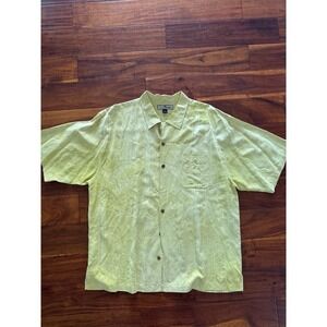 Tommy Bahama Mens Silk Tropical Leaf Print Short Sleeve Button Up Shirt XL